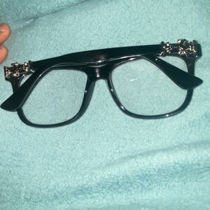 Black Glasses with Silver Accents